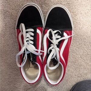 Vans Women's Red and Black Sneakers